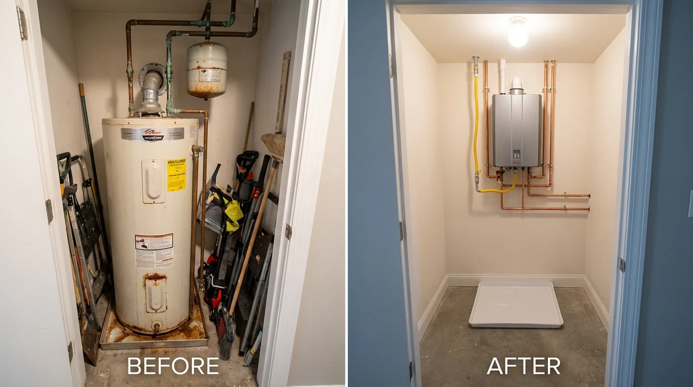 Tank water heater versus wall-mounted tankless unit comparison for Lakeland, MN homeowners